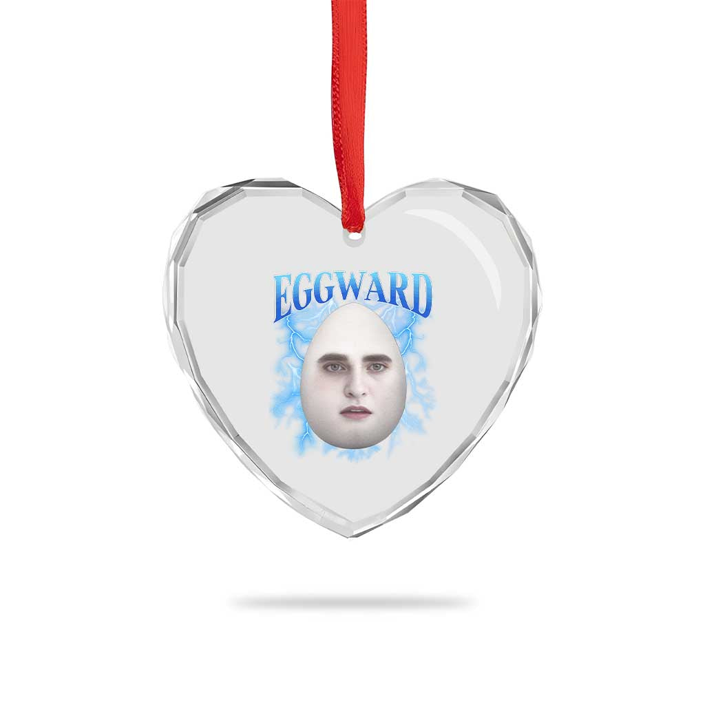 Eggward Heart Crystal Glass Ornament Funny Unhinged Meme Gen Z Humor Bootleg Graphic - Wonder Print Shop