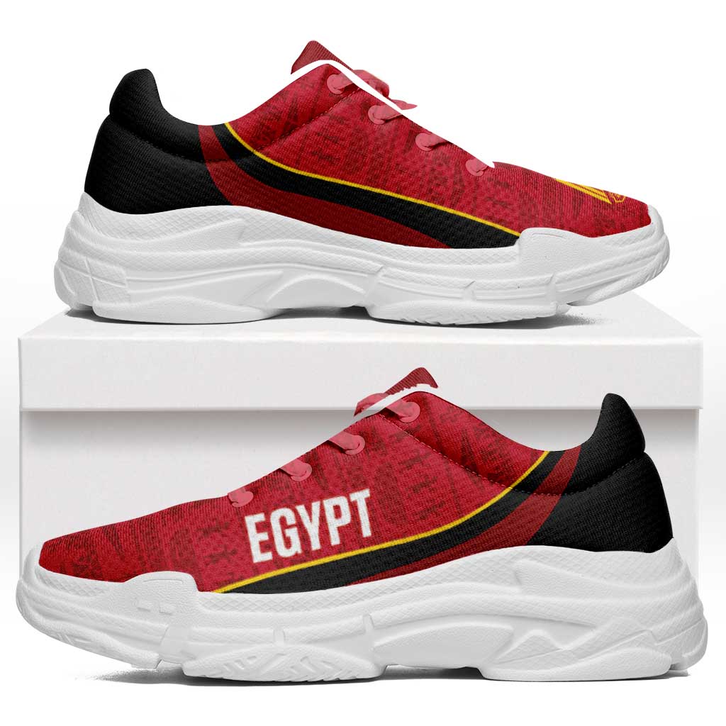 Egypt 2026 Football Chunky Sneakers Go Pharaohs Egyptian Pattern Curve Stylized - Wonder Print Shop
