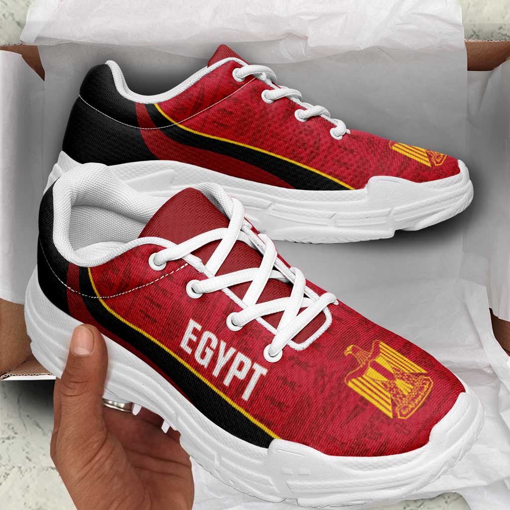 Egypt 2026 Football Chunky Sneakers Go Pharaohs Egyptian Pattern Curve Stylized - Wonder Print Shop