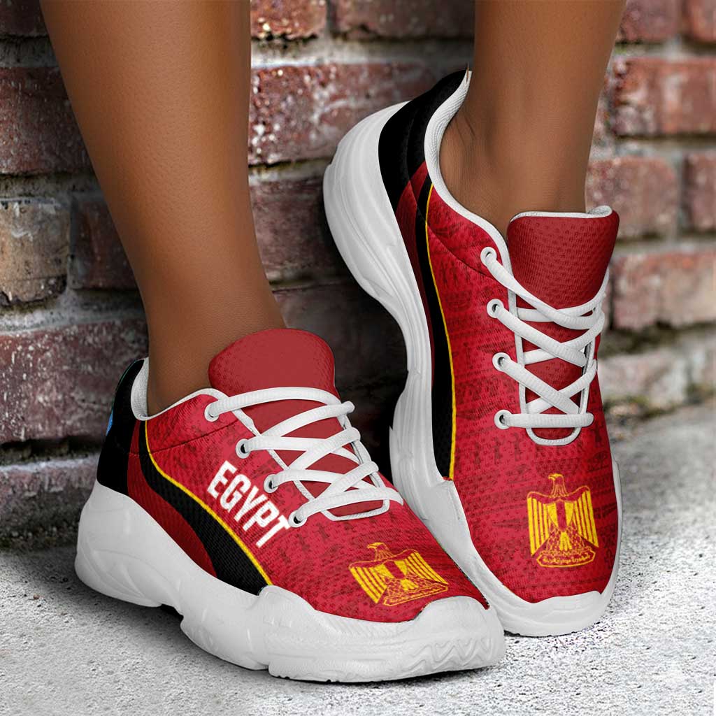 Egypt 2026 Football Chunky Sneakers Go Pharaohs Egyptian Pattern Curve Stylized - Wonder Print Shop