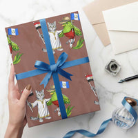 Egypt and Guatemala Friendship Heritage Pride Wrapping Paper Roll Cute Cat and Quetzal Holding Flag