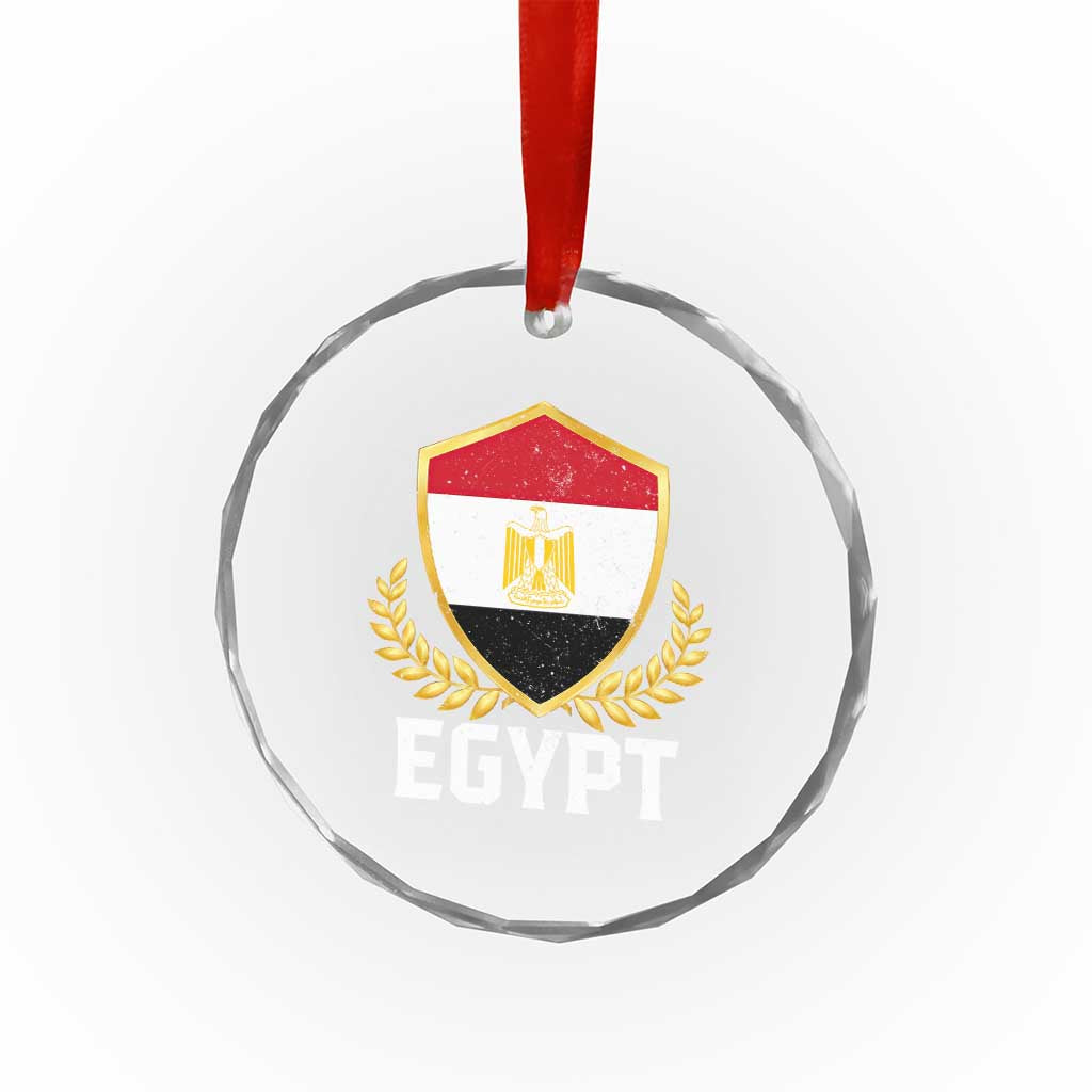 Egypt Coat of Arms Gold Shield Crest Crystal Glass Ornament Patriotic Egyptian Flag Heritage Pride