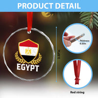 Egypt Coat of Arms Gold Shield Crest Crystal Glass Ornament Patriotic Egyptian Flag Heritage Pride