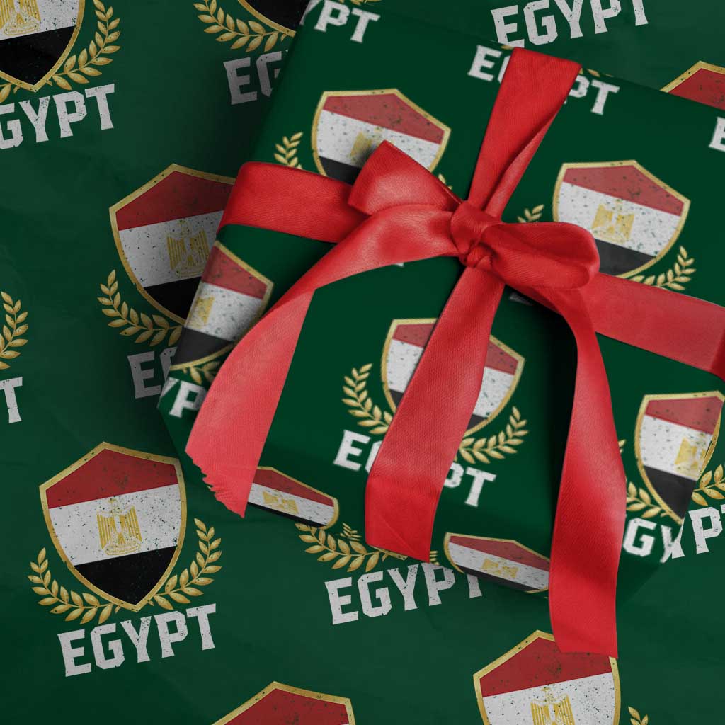 Egypt Coat of Arms Gold Shield Crest Wrapping Paper Roll Patriotic Egyptian Flag Heritage Pride