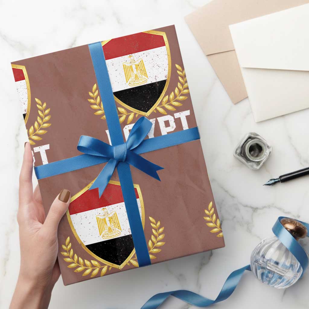 Egypt Coat of Arms Gold Shield Crest Wrapping Paper Roll Patriotic Egyptian Flag Heritage Pride