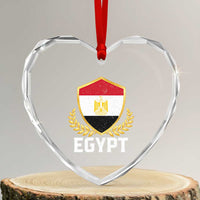 Egypt Coat of Arms Gold Shield Crest Heart Crystal Glass Ornament Patriotic Egyptian Flag Heritage Pride