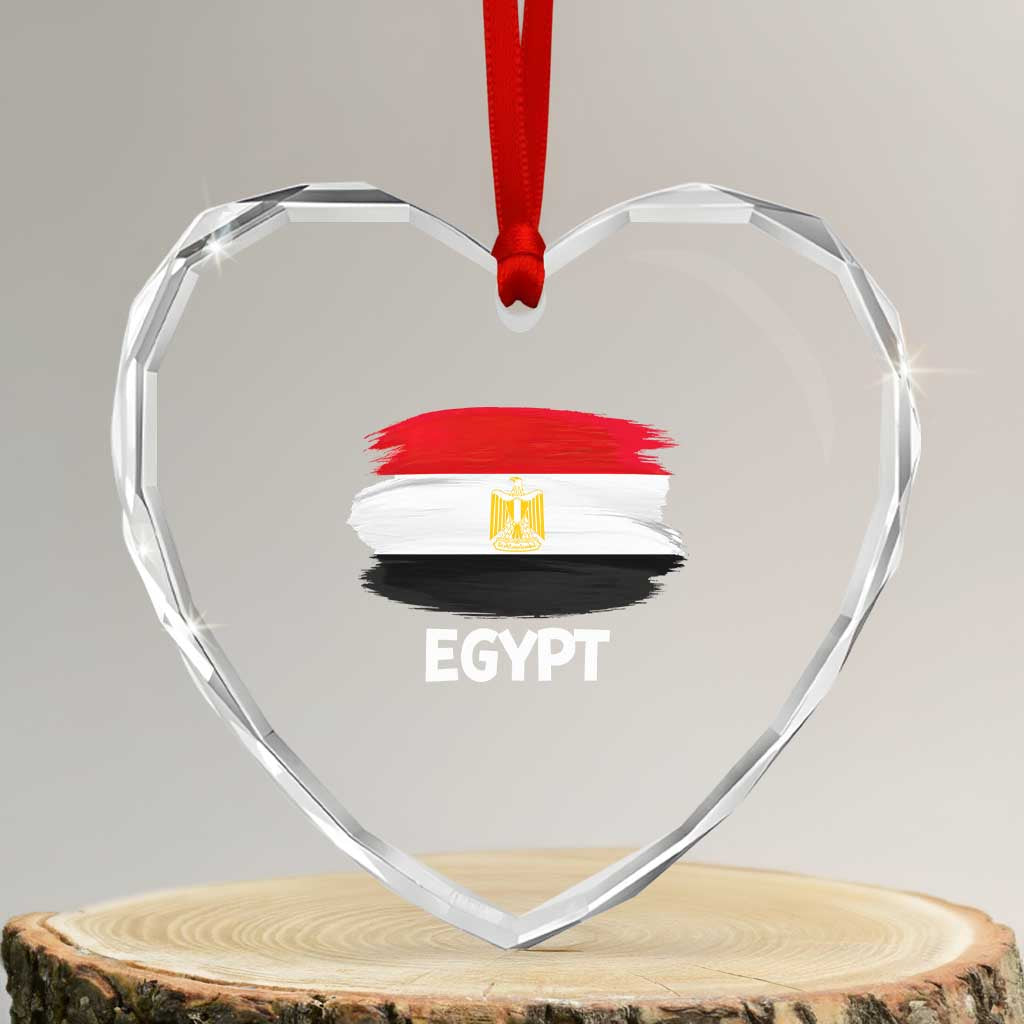 Egypt Flag Misr Pride Heart Crystal Glass Ornament Egyptian Eagle of Saladin Heritage