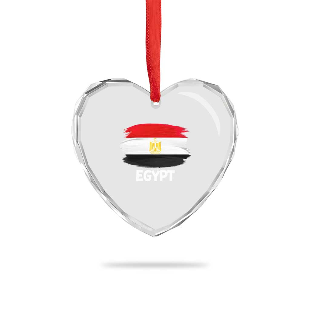 Egypt Flag Misr Pride Heart Crystal Glass Ornament Egyptian Eagle of Saladin Heritage