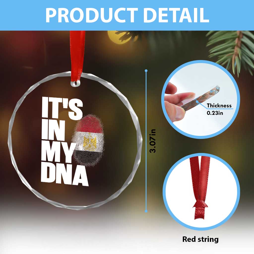 Egypt It's In My DNA Flag Fingerprint Graphic Crystal Glass Ornament Egyptian Heritage Pride Roots