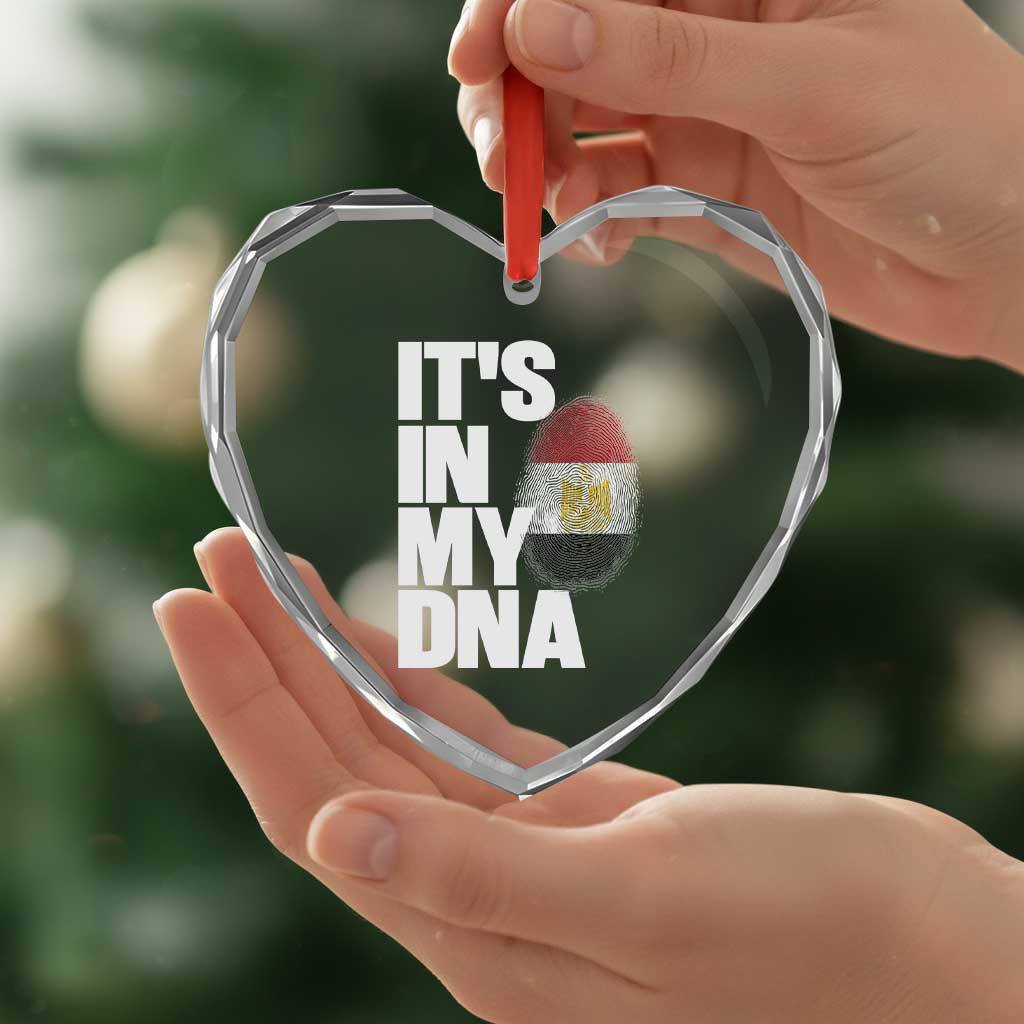 Egypt It's In My DNA Flag Fingerprint Graphic Heart Crystal Glass Ornament Egyptian Heritage Pride Roots