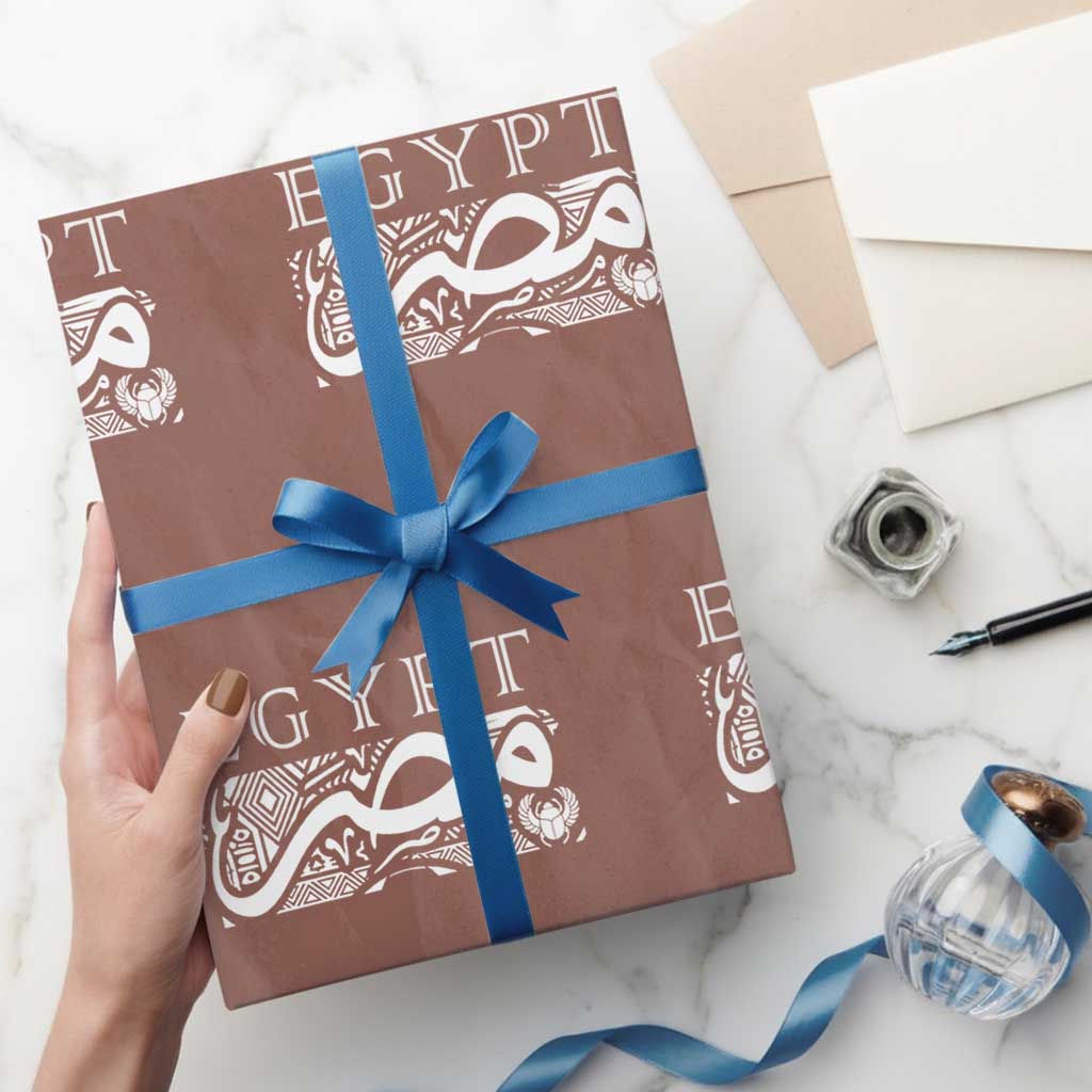 Egypt Misr Arabic Calligraphy Wrapping Paper Roll Vintage Egyptian Heritage Pharaonic Pattern Graphic