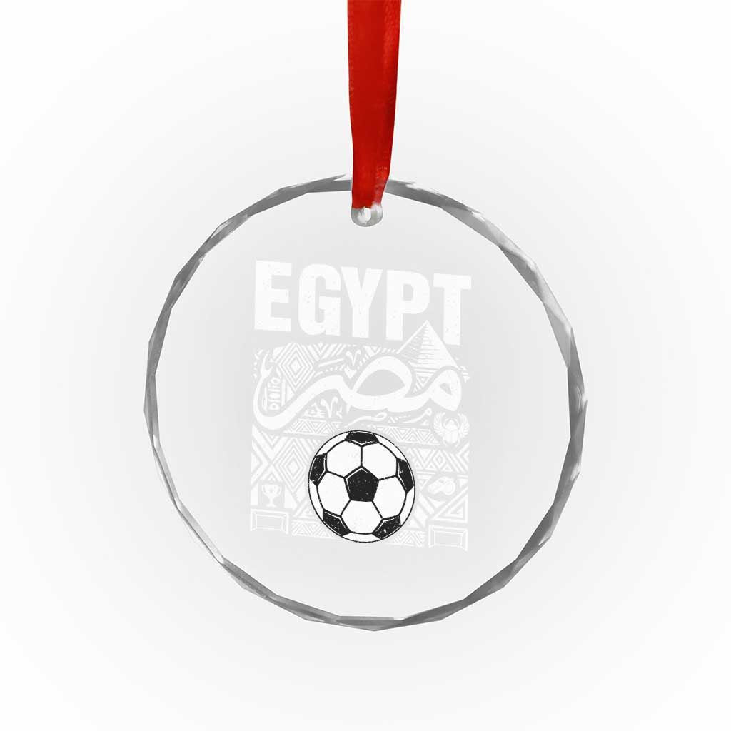 Egypt Soccer Misr Pride Arabic Calligraphy Crystal Glass Ornament Egyptian Football Fans Ancient Pyramid Heritage Graphic