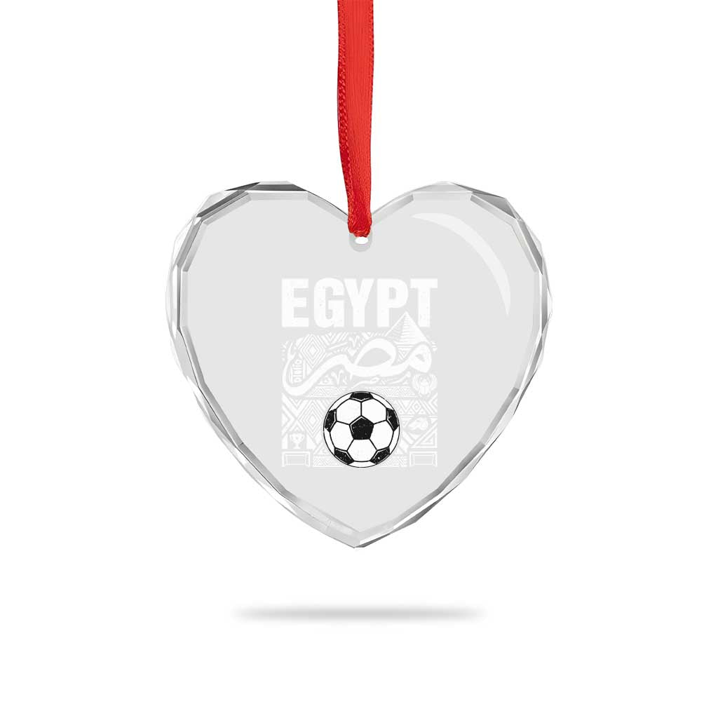 Egypt Soccer Misr Pride Arabic Calligraphy Heart Crystal Glass Ornament Egyptian Football Fans Ancient Pyramid Heritage Graphic