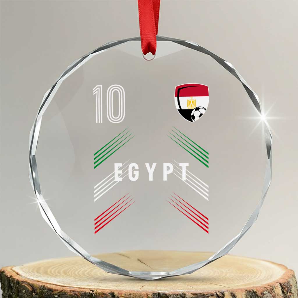 Egypt Soccer Sports Graphic Number 10 Jersey Style Crystal Glass Ornament Proud Egyptian Football Fans Game Day Pride