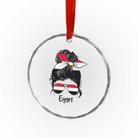 Egyptian Flag Messy Bun Girl Crystal Glass Ornament Patriotic Egypt Women