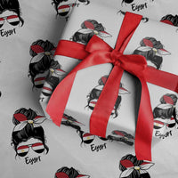 Egyptian Flag Messy Bun Girl Wrapping Paper Roll Patriotic Egypt Women