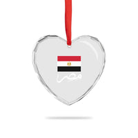 Egyptian Flag Misr Arabic Calligraphy Heart Crystal Glass Ornament Patriotic Egypt Heritage Pride