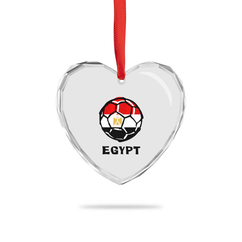 Egyptian Flag Soccer Ball Graphic Heart Crystal Glass Ornament Egypt Pride Sports Football Fans Match Day