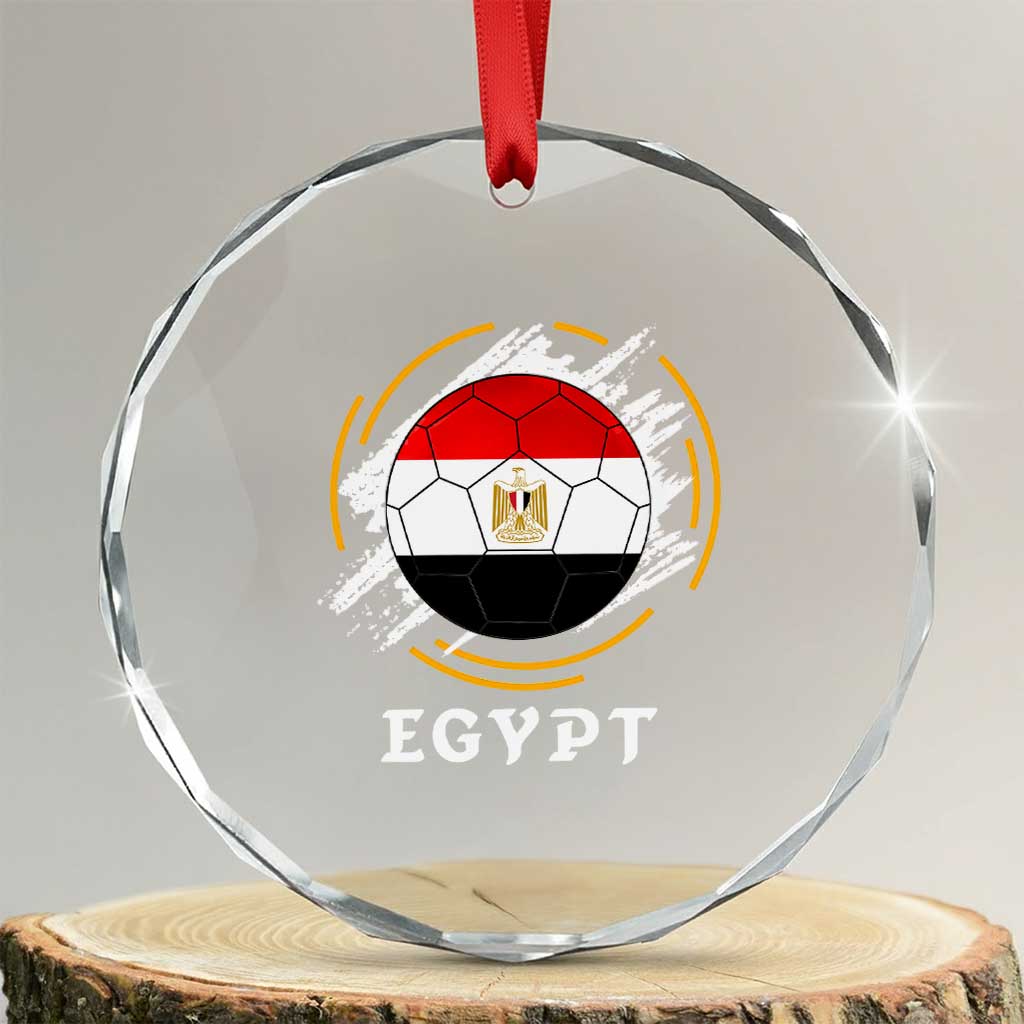 Egyptian Flag Soccer Ball Splatter Graphic Crystal Glass Ornament Egypt Pride Sports Football Fans Match Day