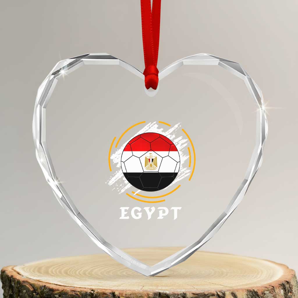 Egyptian Flag Soccer Ball Splatter Graphic Heart Crystal Glass Ornament Egypt Pride Sports Football Fans Match Day