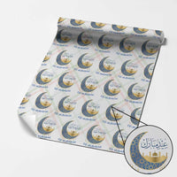 Eid Mubarak Crescent Moon Mosque Wrapping Paper Roll Arabic Calligraphy Islamic Celebration Gift