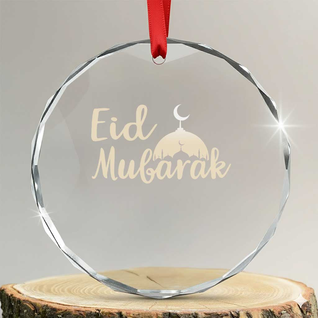 Eid Mubarak Mosque Silhouette Crystal Glass Ornament Islamic Holiday Celebration