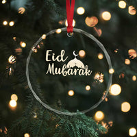 Eid Mubarak Mosque Silhouette Crystal Glass Ornament Islamic Holiday Celebration