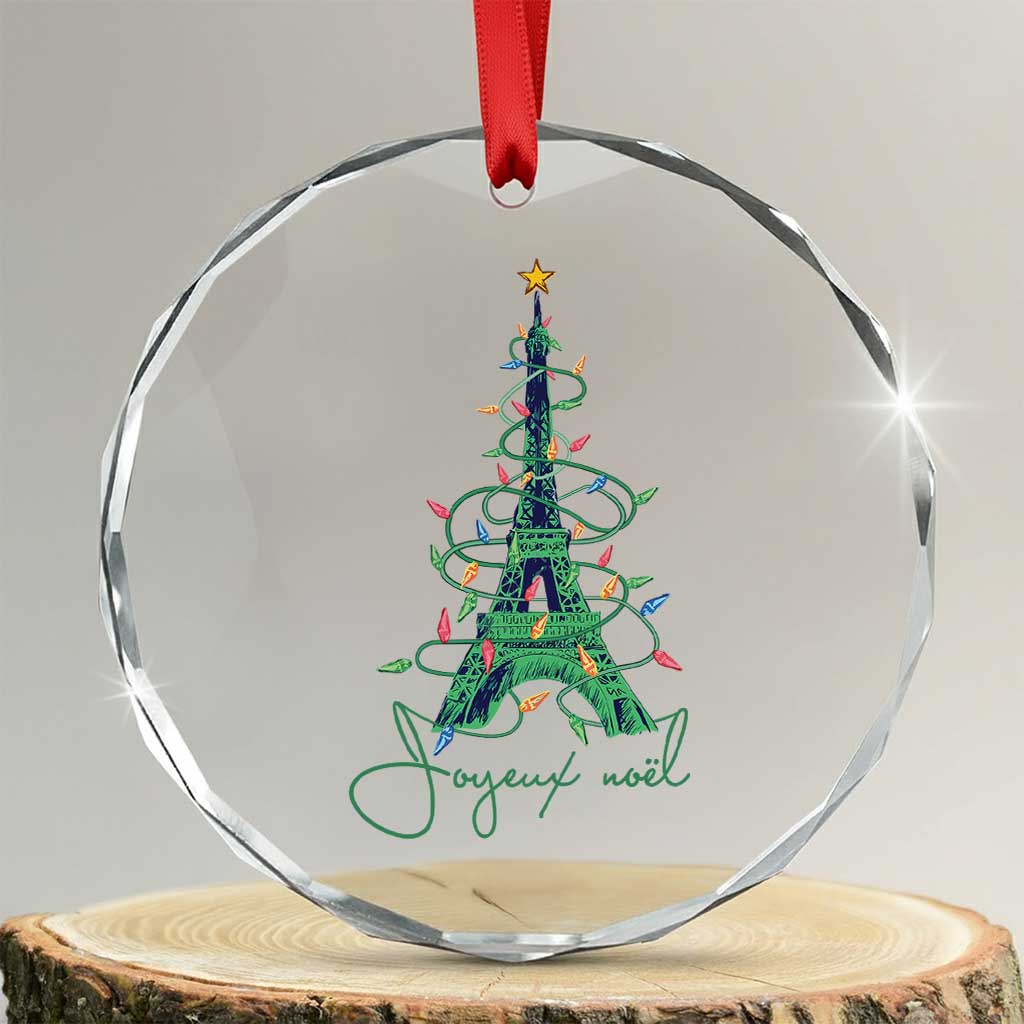 Eiffel Tower Christmas Tree Joyeux Noel Crystal Glass Ornament TS09