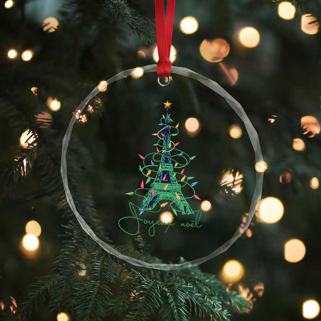 Eiffel Tower Christmas Tree Joyeux Noel Crystal Glass Ornament TS09