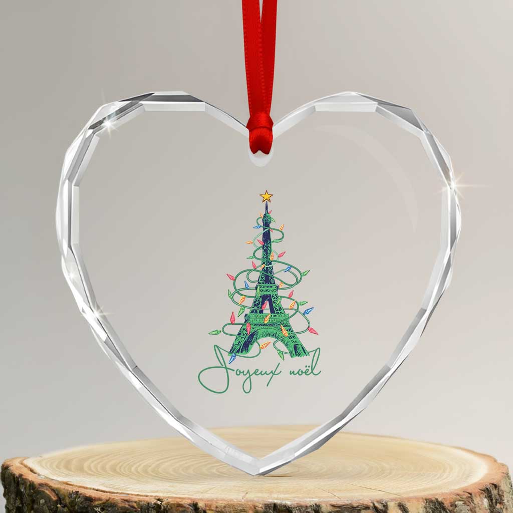 Eiffel Tower Christmas Tree Joyeux Noel Heart Crystal Glass Ornament - Wonder Print Shop