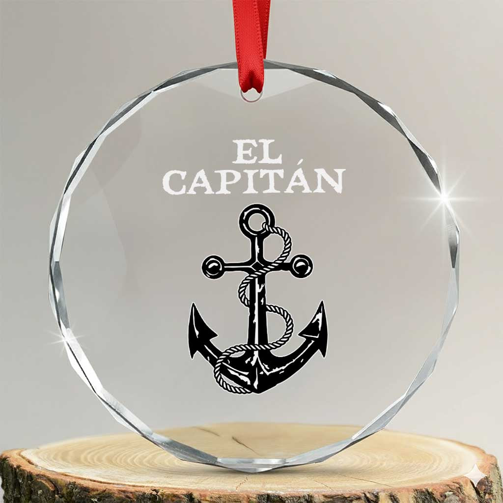 El Capitan Boating Captain Crystal Glass Ornament Funny Boat Sailing Vintage Anchor