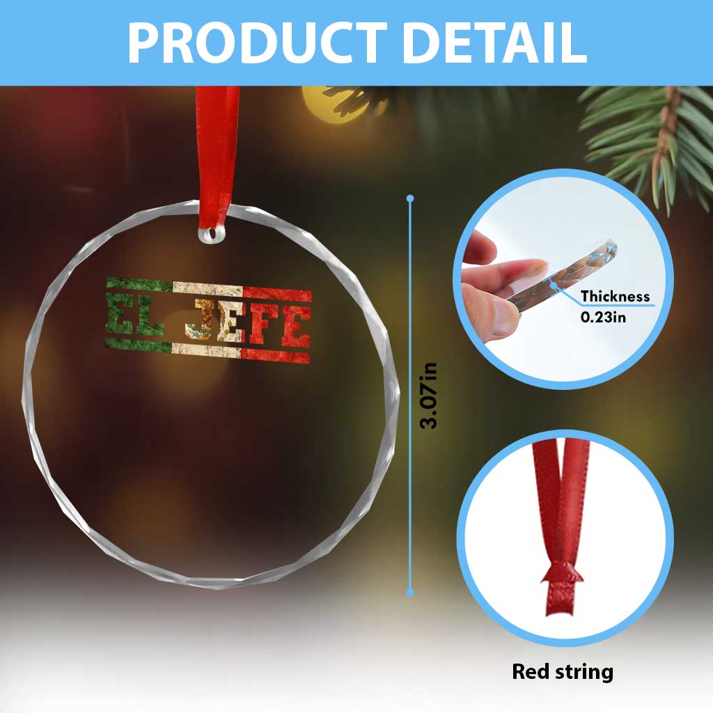 El Jefe Crystal Glass Ornament Funny Mexican Boss Spanish Slang