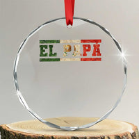 El Papa Funny Mexican Dad Crystal Glass Ornament Mexico Vintage Flag Father's Day