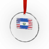 El Salvador American Flag Crystal Glass Ornament Distressed Grunge USA Salvadoran Pride - Wonder Print Shop