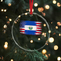 El Salvador American Flag Crystal Glass Ornament Distressed Grunge USA Salvadoran Pride - Wonder Print Shop
