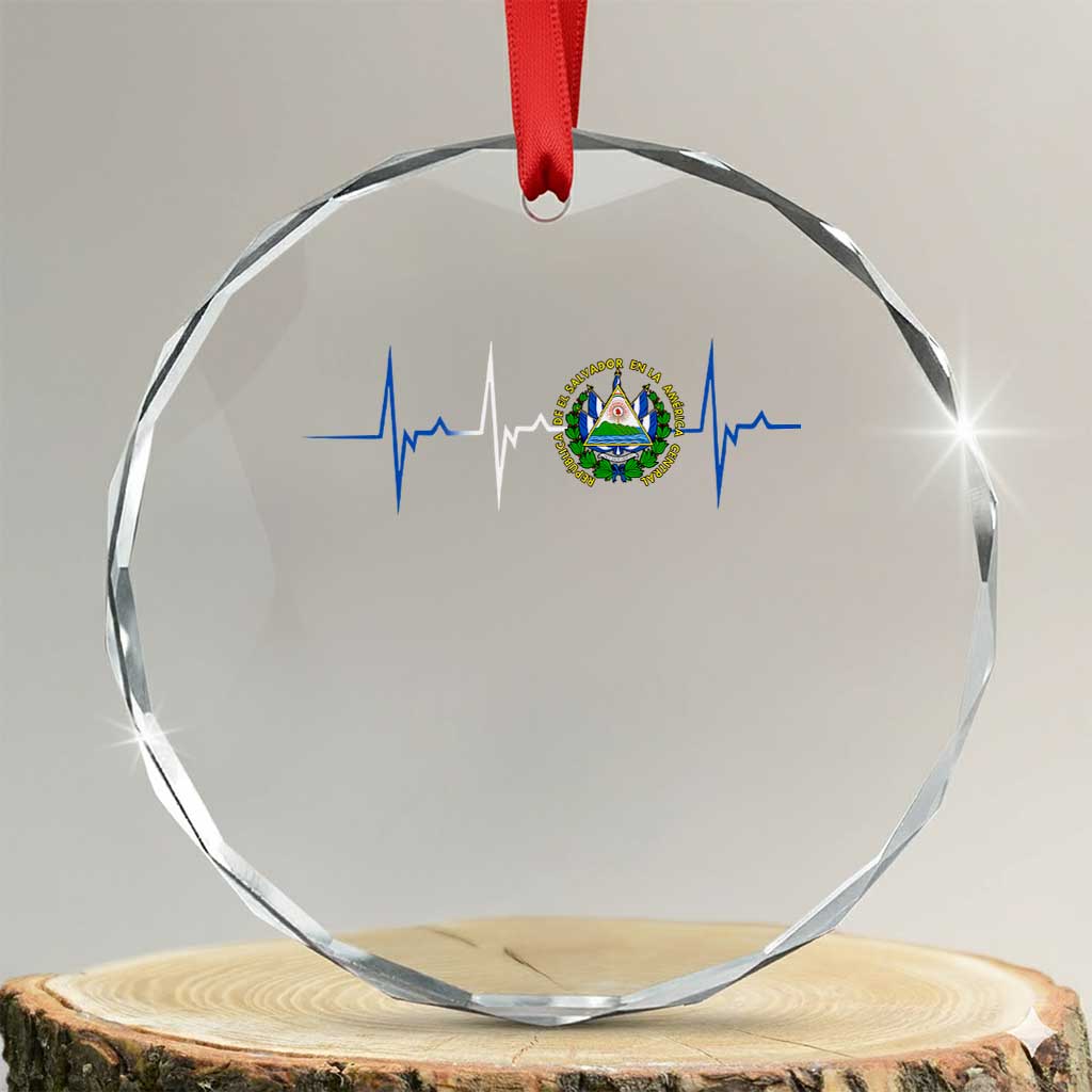 El Salvador Crystal Glass Ornament Vintage Salvadoran Flag Heartbeat Independence Day TS10