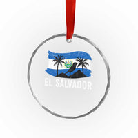 El Salvador Flag Crystal Glass Ornament Salvadoran Pride Torogoz Bird Palm Tree Volcano - Wonder Print Shop