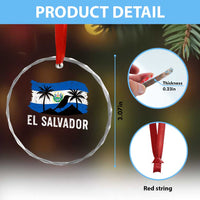 El Salvador Flag Crystal Glass Ornament Salvadoran Pride Torogoz Bird Palm Tree Volcano - Wonder Print Shop
