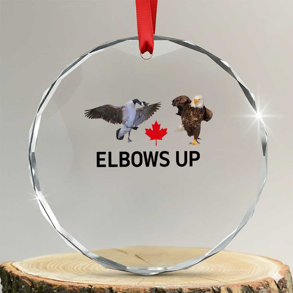 Elbows Up Crystal Glass Ornament Canada Goose Vs Eagle Maple Leaf TS02