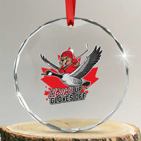 Elbows Up Gloves Off Crystal Glass Ornament Canadian Ice Hockey Beaver Gift - Wonder Print Shop