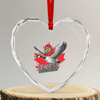 Elbows Up Gloves Off Heart Crystal Glass Ornament Canadian Ice Hockey Beaver Gift - Wonder Print Shop