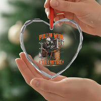 Electrician Lineman Skeleton Graphic Heart Crystal Glass Ornament Pullin Wire Til I Retire