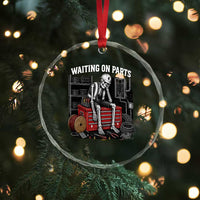 Electrician Skeleton Crystal Glass Ornament Waiting On Parts Funny Graphic