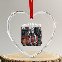 Electrician Skeleton Heart Crystal Glass Ornament Waiting On Parts Funny Graphic