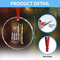 Electrician US Flag Crystal Glass Ornament Tools for Electricians Skull Lightning Graphic