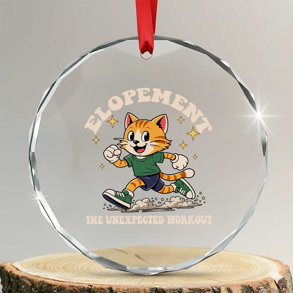 Elopement The Unexpected Workout Crystal Glass Ornament Autism Neurodiversity Cat