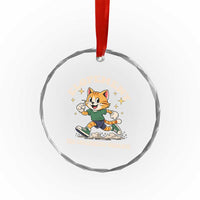 Elopement The Unexpected Workout Crystal Glass Ornament Autism Neurodiversity Cat