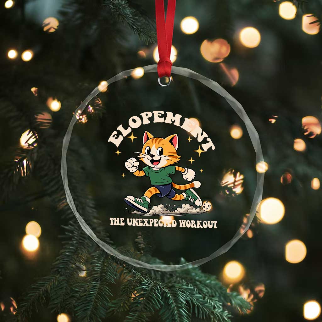 Elopement The Unexpected Workout Crystal Glass Ornament Autism Neurodiversity Cat