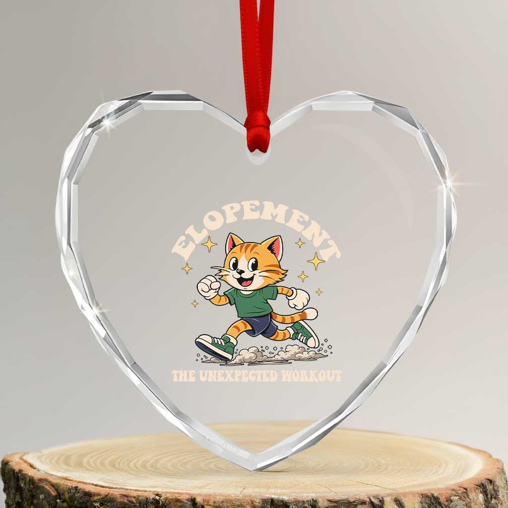 Elopement The Unexpected Workout Heart Crystal Glass Ornament Autism Neurodiversity Cat