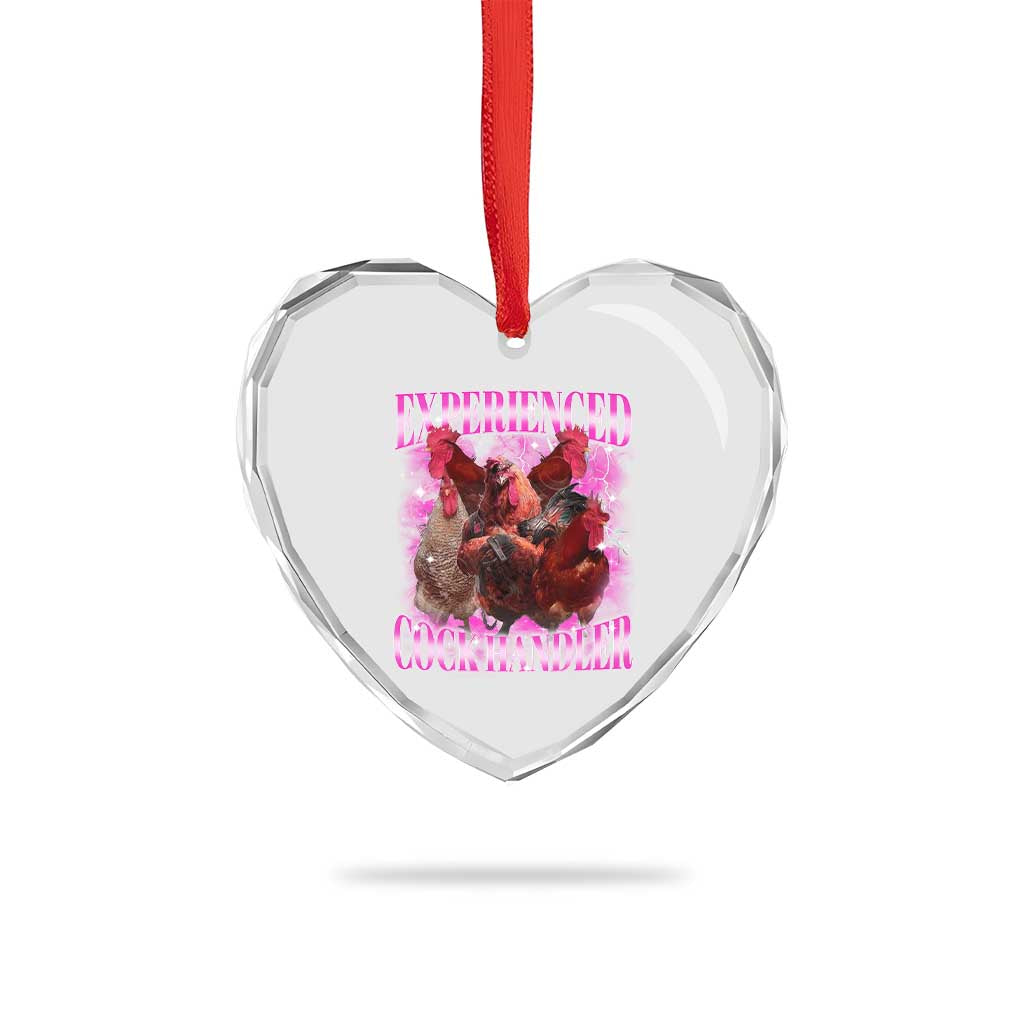 Embarrassing Adult Humor Experienced Cock Handler Inappropriate Heart Crystal Glass Ornament - Wonder Print Shop